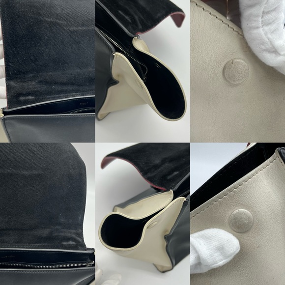 Authentic Celine tricolours Calfskin leather medium Trapeze handbag - Picture 9 of 16